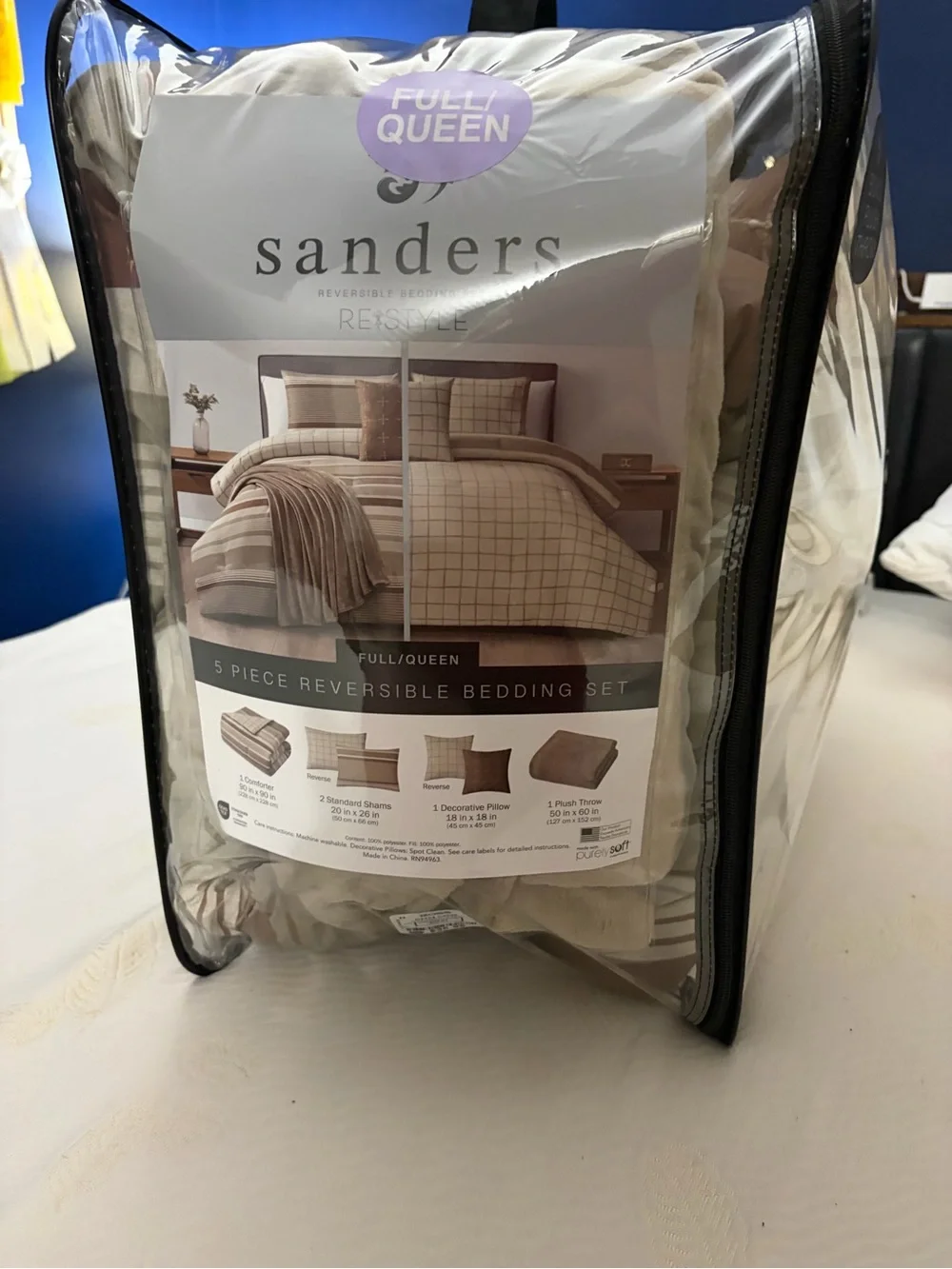 Sanders Reversible Bedding Set - Beige (Full/Queen)
